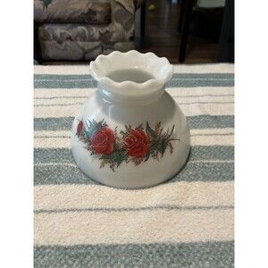 Vintage Ruffle Top Floral Milk Glass Shade Roses